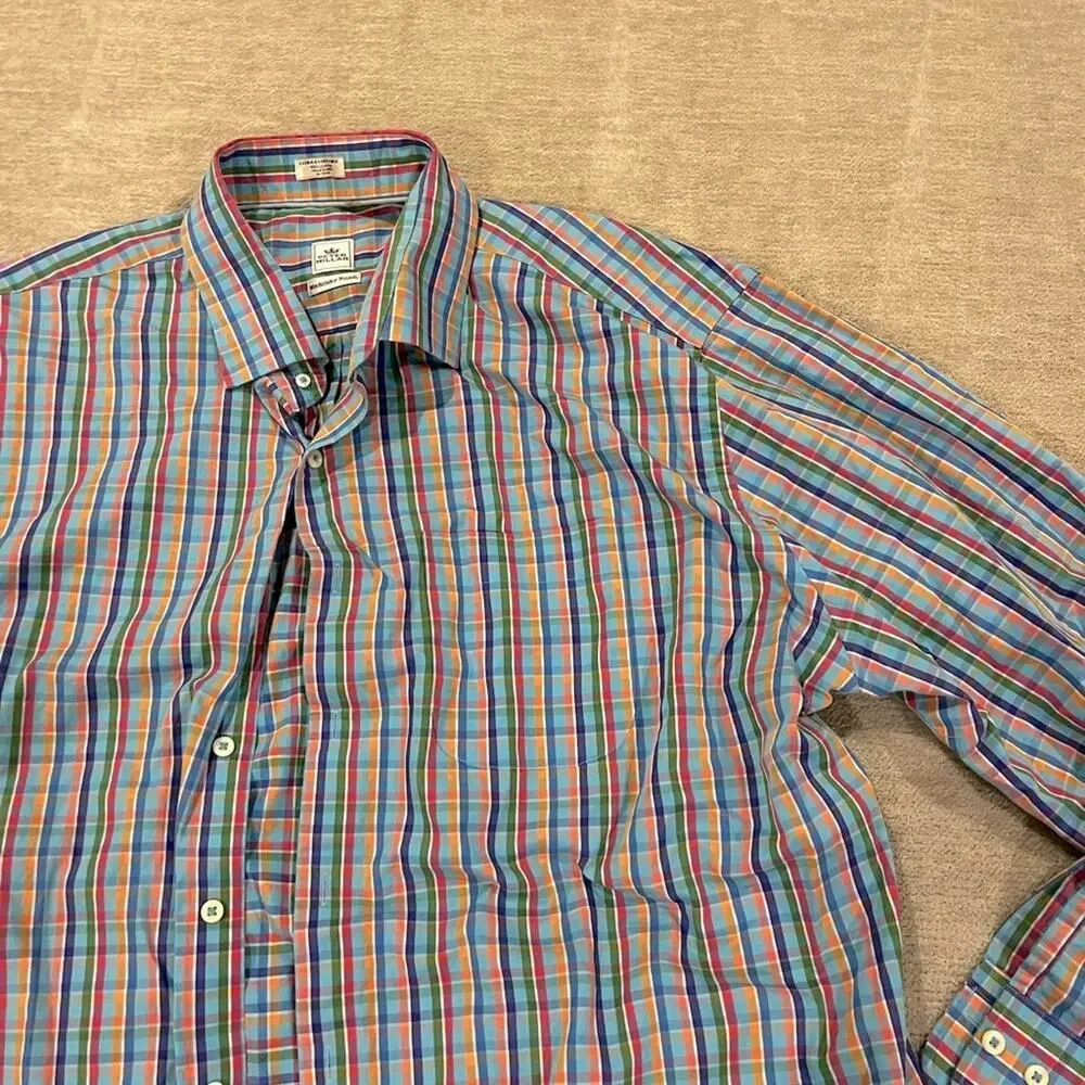 Peter Millar Shirt Mens XXL Weekender Finish Plaid Button Down Multicolor Eclect - Picture 4 of 6